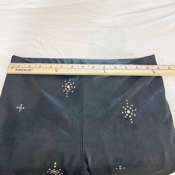 Free People Star Stud Skinny Pants Vegan Leather Black Pull On Boho - Size 25 - Picture 6 of 8